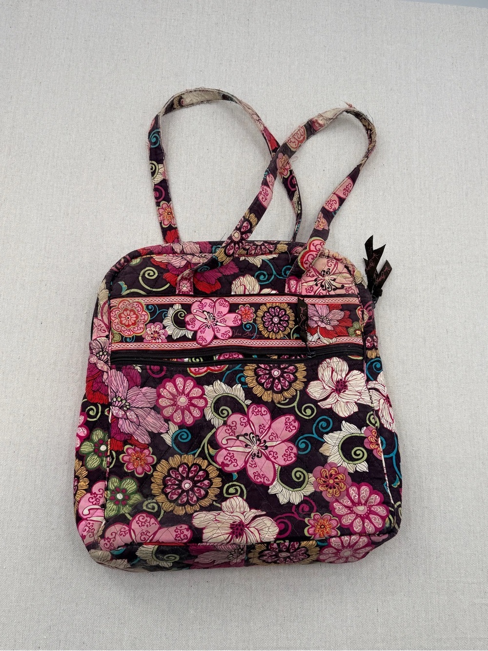 Vera Bradley Floral Quilted Crossbody Tote in Pink and Black